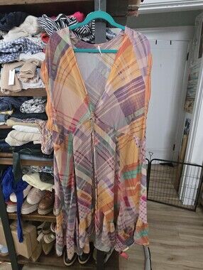 Free People Multicolor Plaid Cover Up
